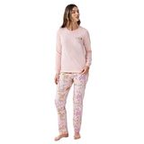 Roly Poly Kadın Pijama Takımı, Açık Pembe, Kedi Desenli, XL Beden