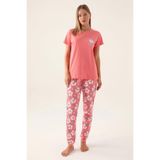 Roly Poly Kadın Pijama Takımı Kısa Kollu Bisiklet Yaka Süprem Neon/Pembe S