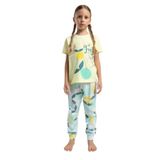 Roly Poly Kız Çocuk Kısa Kol Pijama Takımı, Çiçekli Desen, Sarı, 14-15 Yaş