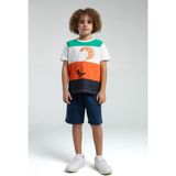 Roly Poly Renkli Erkek Çocuk Kısa Kol Bermuda Şortlu Pijama Takım - Turuncu - 5 - 6 Yaş