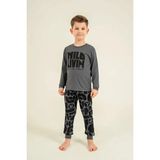 Rolypoly %100 Pamuk Uzun Kol Erkek Çocuk Pijama Takım 3868 - Füme - 9 - 10 Yaş
