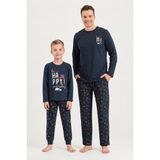 Rolypoly Be Happy Everyday Baba Oğul Lacivert Uzun Kol Pijama Takım RP3933-A-V1 RP3933-A-V1 - S