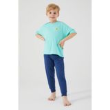 RolyPoly Cool Mavi Erkek Çocuk Kısa Kol Pijama Takım - 3 - 4 Yaş - Bambu