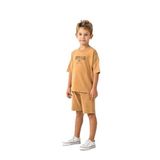 Rolypoly Erkek Çocuk Bej Bermuda Takım, Kısa Kollu, Bisiklet Yaka, Oversize, 14-15 Yaş
