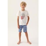 Rolypoly Erkek Çocuk Bermuda Krem Pijama Takımı 3373