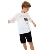 Rolypoly Erkek Çocuk Beyaz Bermuda Takım, Kısa Kollu, Bisiklet Yaka, Oversize, 14-15 Yaş