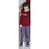 RolyPoly Erkek Çocuk Interlok Uzun Kol Özel Tasarım Bordo Pijama Takım EDY1108B - 1 - 2 Yaş