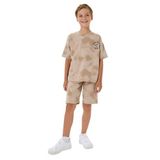Rolypoly Erkek Çocuk Kahverengi Bermuda Takım, Kısa Kollu, Bisiklet Yaka, Oversize, 14-15 Yaş