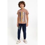 Rolypoly Erkek Çocuk Kahverengi Kısa Kol Pijama Takım - 10 - 11 Yaş