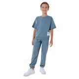 Rolypoly Erkek Çocuk Mavi Eşofman Takımı, Kısa Kollu, Bisiklet Yaka, Lastikli Paça, Oversize Kalıp, 10-11 Yaş