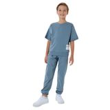 Rolypoly Erkek Çocuk Mavi Eşofman Takımı, Kısa Kollu, Bisiklet Yaka, Lastikli Paça, Oversize Kalıp, 7-8 Yaş