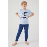 Rolypoly Erkek Çocuk Mavi Kısa Kol Pijama Takım - 2 - 3 Yaş