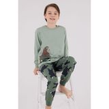 Rolypoly Erkek Çocuk Minik Ayı Uzun Kol Pijama Takım Yeşil - 7 - 8 Yaş
