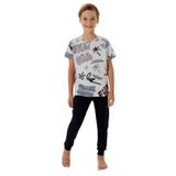 Rolypoly Erkek Çocuk Pijama Takımı, Gri, Kısa Kollu, Bisiklet Yaka, Lastikli Paça, 4-5 Yaş