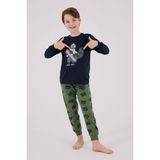 Rolypoly Erkek Çocuk Snowboard Baskılı Uzun Kol Pijama Takım Lacivert - 5 - 6 Yaş