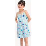 Rolypoly Happy Daisy Bebe Mavi Ince Askılı Kız Çocuk Homewear Elbise - 6 - 7 Yaş