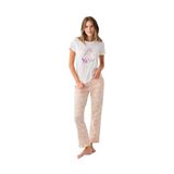 Rolypoly Kadın Beyaz Pijama Takımı, Kısa Kollu, Bisiklet Yaka, Çift Cepli, M Beden