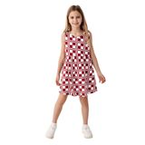Rolypoly Kız Çocuk Bordo Kareli Elbise, 3-4 Yaş