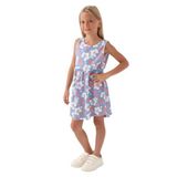 Rolypoly Kız Çocuk Çiçekli Penye Elbise, 7-8 Yaş, RP3409-C-V1, Mavi, Kız Çocuklar