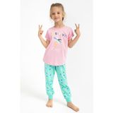 Rolypoly Kız Çocuk Pembe Kısa Kol Pijama Takım - 4 - 5 Yaş