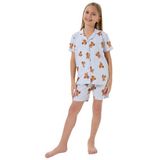 Rolypoly Kız Çocuk Pijama Takımı, Gömlek Yaka, Kısa Kol, Gri, 9-10 Yaş