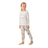 Rolypoly Kız Çocuk Pijama Takımı, Gri, Uzun Kollu, Bisiklet Yaka, Boru Paça, 9-10 Yaş