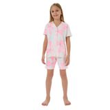 Rolypoly Kız Çocuk Pijama Takımı, Krem Rengi, Gömlek Yaka, Kısa Kol, Şort Paça, 3-4 Yaş