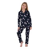 Rolypoly Kız Çocuk Pijama Takımı, Lacivert, Gömlek Kesim, Uzun Kol, 5-6 Yaş