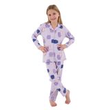 Rolypoly Kız Çocuk Pijama Takımı, Mor, Gömlek Kesim, Uzun Kol, 4-5 Yaş