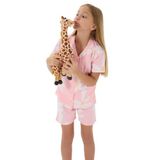 Rolypoly Kız Çocuk Pijama Takımı, Pembe, Gömlek Yaka, Kısa Kol, Şort Paça, 4-5 Yaş