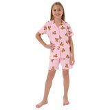 Rolypoly Kız Çocuk Pijama Takımı, Pembe, Gömlek Yaka, Şort, 10-11 Yaş