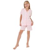 Rolypoly Kız Çocuk Pijama Takımı, Pembe, Gömlek Yaka, Şort, 5-6 Yaş