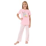 Rolypoly Kız Çocuk Pijama Takımı, Pembe, Kısa Kollu, Bisiklet Yaka, 9-10 Yaş