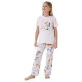 Rolypoly Kız Çocuk Pijama Takımı, Pembe, Kısa Kollu, Bisiklet Yaka, Boru Paça, 4-5 Yaş