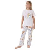 Rolypoly Kız Çocuk Pijama Takımı, Pembe, Kısa Kollu, Bisiklet Yaka,%100 Pamuk