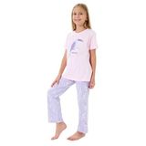 Rolypoly Kız Çocuk Pijama Takımı, Pembe, Tropikal Kuş Baskılı, 7-8 Yaş