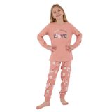 Rolypoly Kız Çocuk Pijama Takımı, Pembe, Uzun Kol, Lastikli Paça, 5-6 Yaş