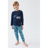 RolyPoly Move Running Faster Lacivert Erkek Çocuk Kısa Kol Pijama Takım - 3 - 4 Yaş