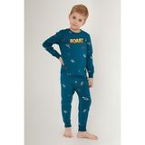 Rolypoly Roar Men Mavi Erkek Çocuk Uzun Kol Pijama Takım - Yeşil - 2 - 3 Yaş