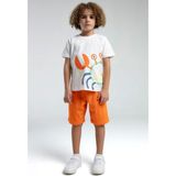 RolyPoly Roly Poly Crab Erkek Çocuk Regular Kalıp Kısa Kol Bermuda Şortlu Pijama Takım - Beyaz - 2 - 3 Yaş