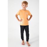 RolyPoly Roly Poly Garson Erkek Çocuk Yazılı Kısa Kol Paça Lastikli Rahat Pijama Takım - 9 - 10 Yaş - Sarı