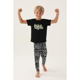 RolyPoly Roly Poly Goal Erkek Çocuk Pamuklu Rahat Kalıp Kısa Kollu Paça Lastikli Pijama Takım - 6 - 7 Yaş - Siyah