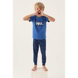 RolyPoly Roly Poly Goal Erkek Çocuk Pamuklu Rahat Kalıp Kısa Kollu Paça Lastikli Pijama Takım - Mavi - 4 - 5 Yaş