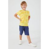 RolyPoly Roly Poly Premium Erkek Çocuk %100 Pamuklu Rahat Kesim Kısa Kollu Şortlu Pijama Takım - 7 - 8 Yaş - Sarı
