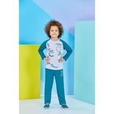 RolyPoly Uzun Kollu Erkek Çocuk Pijama Takımı Gri - Yeşil - 1 - 2 Yaş