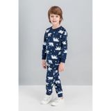 RolyPoly White Bear Lacivert Erkek Çocuk Polar Pijama Takımı 5 Yaş