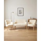 Roma Çay Seti Balkon Koltuk Takımı Welsoft Yumuşak Kumaş Naturel Ayaklı 2+1+1 Takım - Krem