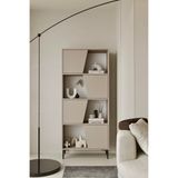 Roma Kitaplık 175 cm - Vitrin - Gümüşlük (100% MDF) Metal Ayak (Kumtaşı, 175 CM)