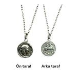 Roma Parası Sikke Kolye -Sezar Ve Napolyon Figürlü Çift Taraflı Metal Kolye -1 Adet - 60 Cm Zincirli