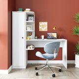 Roma Raflı Çalışma Masası , Çalışma Ofis Masası Sol Dolaplı Beyaz Mat Beyaz